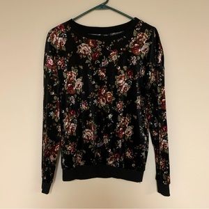 Flower Print Velour Top